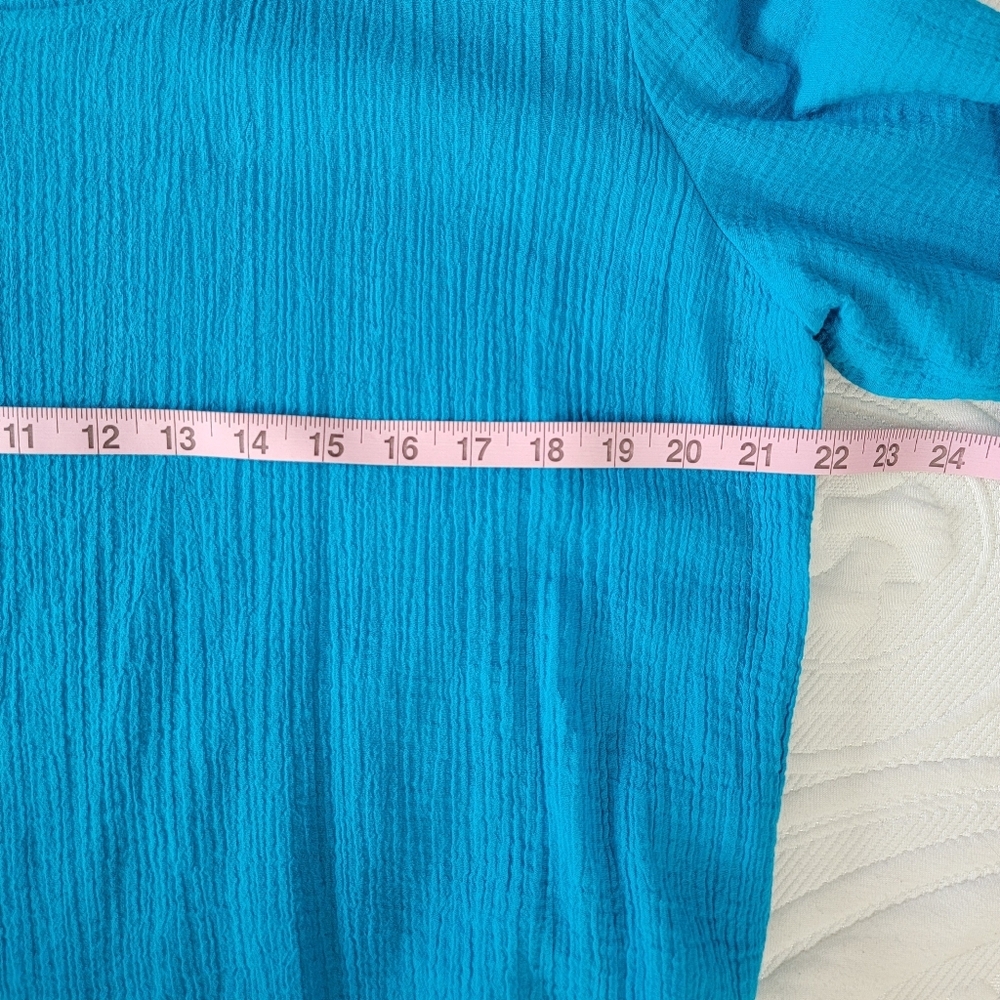 Soft Surroundings Siesta Key Layered Tunic Bright Blue Lettuce Hem Large - Picture 9 of 10